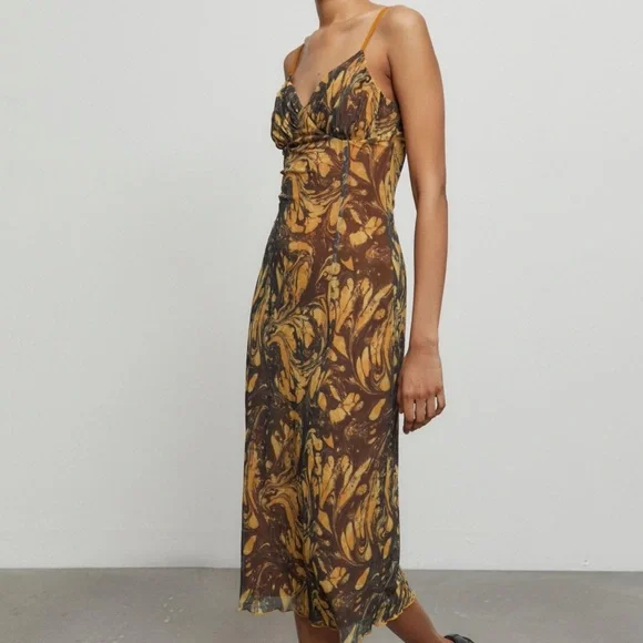 mesh maxi dress blue Ruffle Detail Mesh Maxi Dress – bebe